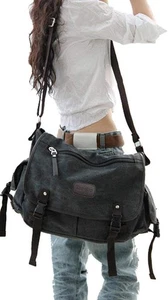 [Aggiornato] Borsa Messenger Vintage Tela Grande Libro Laptop Borsa a Tracolla Donna... - Foto 1 di 7