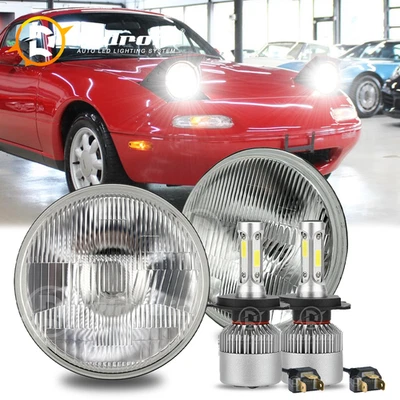 For Mazda Miata MX-5 MX5 1990-1997 DOT Pair 7" inch Round LED Headlights Bulbs - Image 1 of 4