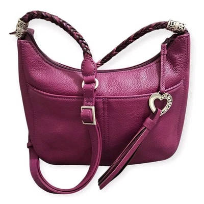 Brighton Barbados Baby Crossbody Bag Guava Berry Pink Leather Purse Heart Charm - Image 1 of 4