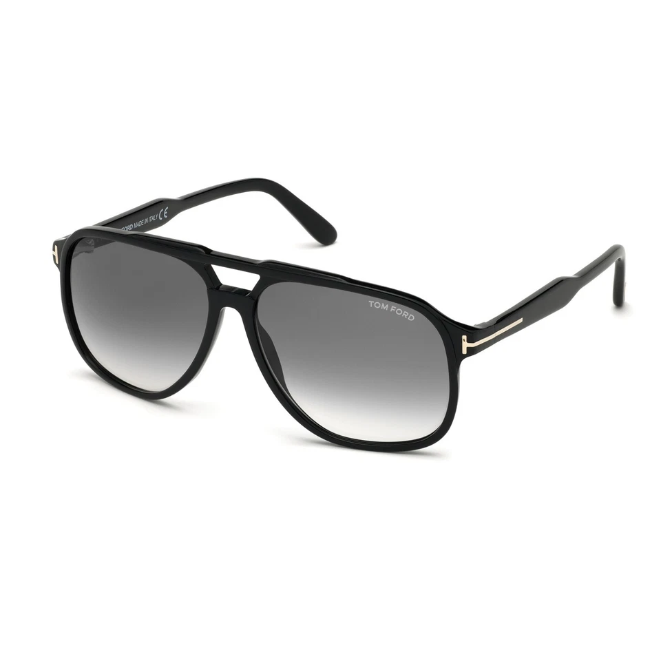 Óculos de sol Tom Ford Raoul FT0753 01B preto brilhante/cinza degradê 62 mm novo com etiquetas - Imagem 1 de 1