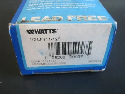 NEW Watts 1/2 LF111-125 brass pressure relief valve lead free 1/2" 0121741 - Image 1 of 4