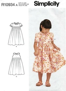 Simplicity R10934 Dress w Ruffle & Pleat Details Sz 3-8 UNCUT Pattern S9245 - Picture 1 of 4
