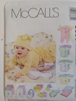 Coveralls Top Bodysuit Pants Blanket Hat NB S M McCalls 3665 Sewing Pattern Cut - Image 1 of 4