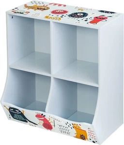 NEW Kids 4-Cube Square Storage Caddy Cubby Shelf Shelving Unit Blue Monsters - Picture 1 of 5