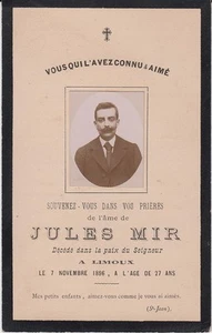 MÉMENTO DE JULES MIR (LOUPIA, 1869 - LIMOUX, 1896), AVOUÉ à LIMOUX (AUDE) - Imagen 1 de 1