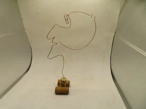 Vintage handgefertigte Drahtkunst Skulptur alberner Kopf 11 Zoll Cooper farbig - Bild 1 von 4