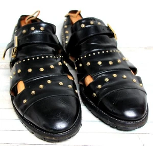 Mauri Italien SCHWARZ ECHTLEDER NIETEN SANDALEN HERRENSCHUHE Gr. 16M - Bild 1 von 10