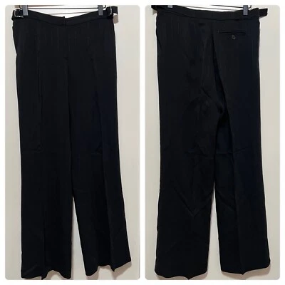 EMPORIO ARMANI Womens Black Striped Straight Leg Trousers Italy Career Size 44 - Image 1 of 4