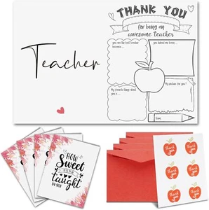 Teacher Gifts - Appreciation Cards in Bulk Thank 4PCS, Red envelope - Picture 1 of 7