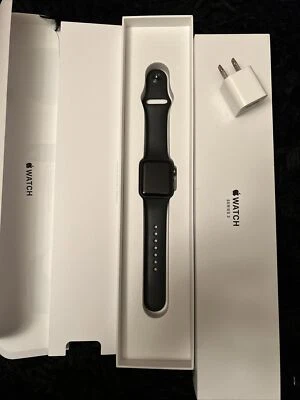 Apple Watch Series 3 38mm Space Gray Aluminum Case with Black Sport Band - Image 1 of 4