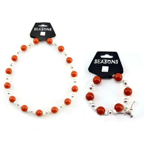Team Colors Bead Jewelry - Burnt Orange & White - Texas Longhorns Cover