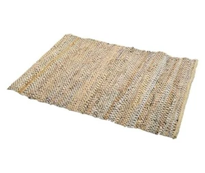 Abstrakter Perla Teppich Wildleder Streifen Lederteppich Matte 60 x 90 cm Beige - Bild 1 von 4