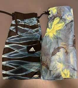 2 Boys Swim Trunks Youth Size Large 14 Bathing Suit Adidas And Highland - Picture 1 of 5