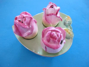 Royal Winton Pottery Rosebud Cruet Set & Plate - Picture 1 of 6