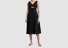 Theory Womens Black Sleeveless Cutout V-Neck Midi Fit & Flare Dress Size 6
