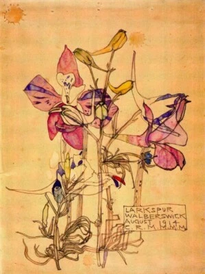 Larkspur Charles Rennie Mackintosh 1910 Artes y Manualidades Arte Floral Impresión en Marco Foto 1 de 2
