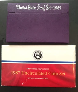 1987 United States Mint and Proof Coin Sets with COA 15 Coins - Picture 1 of 3