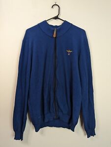 Aeronautica Militare Sweatshirt Men Size L Full Zip Knit Long Sleeve Blue Italy