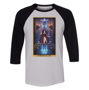 Morgan Le Fay The Hierophant Tarot Card Goth Pagan Witch Raglan Baseball T-Shirt