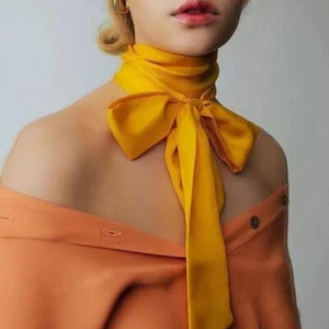 Solid Color Scarves Long Silk Skinny Scarf Bag Ribbon Headbands Bag Decoration - Picture 1 of 31
