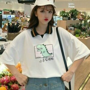 Women Girl Shirt Blouse Cute Graphic Short Sleeve Loose Tops Tee Japanese Sweet
