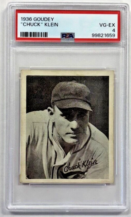 Chuck Klein 1936 Goudey R332 sin PSA 4 Chicago Cubs Salón de la fama Foto 1 de 3