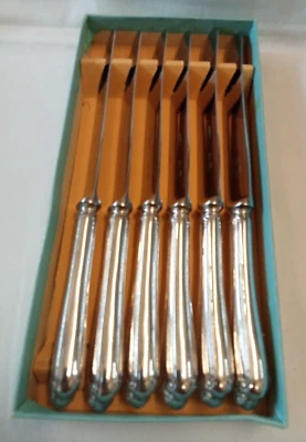 JESMOND Pattern Thomas Ward Wardonia Super Dinner Knives 6 in original box Set 1 - Image 1 of 4