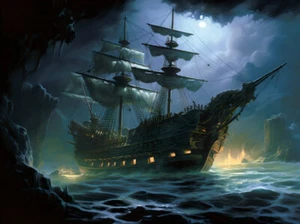 Seascape Pirates Ship Boat Canvas Art Home Decor Wall Art Poster Print Painting - Picture 1 of 6