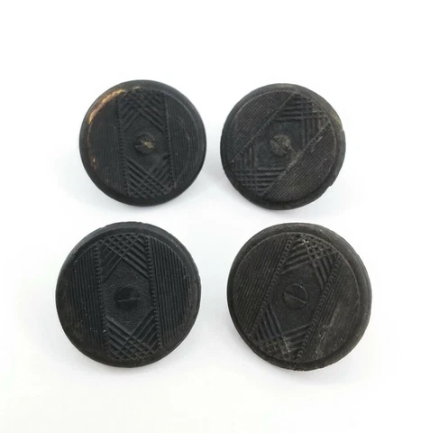 Antique Pressed Horn Buttons Geometric Design Brass Loop Shank Set Of 4 Cover