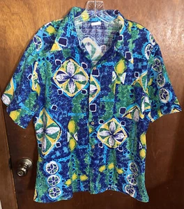 Vintage 60s JC Penney Towncraft Mens Hawaiian Aloha Barkcloth Shirt Large - Picture 1 of 5