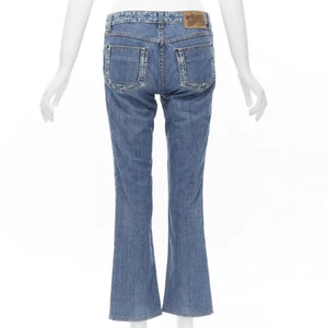 LOUIS VUITTON LV monogram logo pocket washed cropped flare jeans FR38 M - Picture 1 of 10