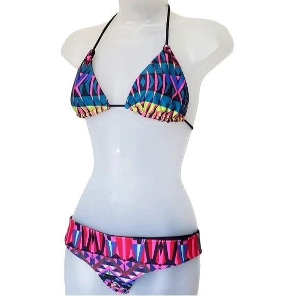 BIANCA COLETTI Womens 2 Piece Bikini Medium Geometric Retro Halter Triangle - Image 1 of 4