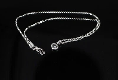 18K White Gold Chopard Happy Heart Floating Diamond 17'' Chain Necklace - Image 1 of 4