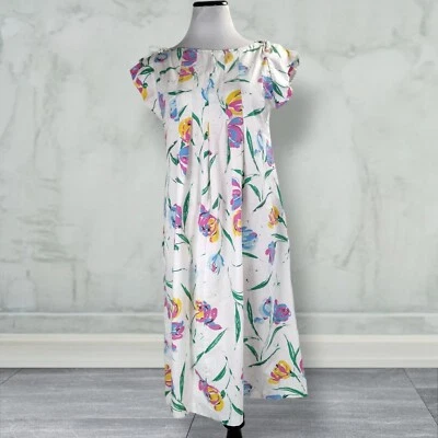 Vintage Jeri Bee Casual Maternity Midi Dress Size M Floral Print Shoulder Ties - Image 1 of 4