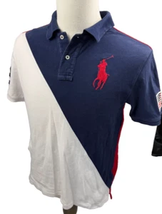 Polo Ralph Lauren Red White Blue Embroidered USA Big Pony Youth Polo Large - Picture 1 of 5