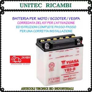 YUASA YB9-B batteria moto scooter vespa 12v 9,5Ah 115A con istruzioni complete - Foto 1 di 4