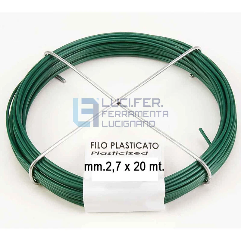 FILO DI ACCIAIO ZINCATO PLASTIFICATO VERDE mm.2,7 X 20 METRI PER RETI RECINZIONI - Immagine 1 di 1