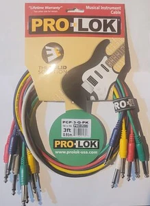 New Pro-Lok Multi Color Patch Cables - 3 Ft- Great for Pedalboards and Patchbays - Picture 1 of 1