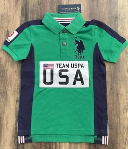 U.S. POLO ASSN. Polo Shirt Green/Navy Blue Team USA Toddler Size XXS/4T - Picture 1 of 3
