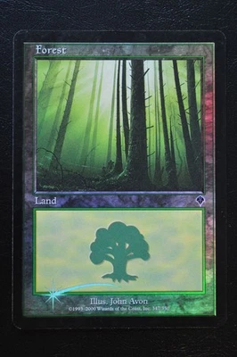Magic The Gathering MTG FOREST (347) FOIL Invasion MP Moderately Played - Image 1 of 2