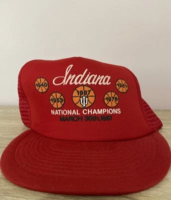 De colección San Sun Indiana IU Hoosiers Baloncesto Campeones Nacionales 30 de marzo 1987 Sombrero Foto 1 de 4