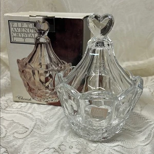 Fifth Avenue Crystal LTD "Cherish" Heart Design Covered Candy Dish in box - Picture 1 of 10