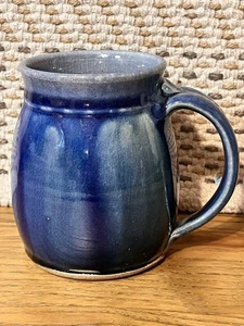 Handwerker Studiokeramik Becher Vase blau Tropfglasur handgeworfen signiert - Bild 1 von 7