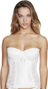 Neu mit Etikett Dominique Spitze Longline Korsett Bustier BH WEISS 38DD - Bild 1 von 8
