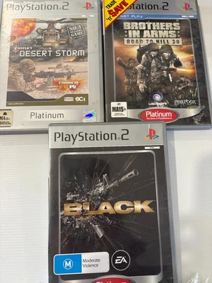 Playstation 2 games x 3 shooting brothers in arms, desert storm & black - Image 1 of 4