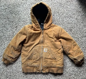 Chaqueta Carhartt Jóvenes Niños Talla S (7-8) Marrón Lona Acolchado Forrado Abrigo con Capucha - Imagen 1 de 7