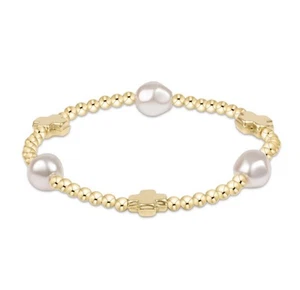 Enewton Signature Cross Gold Admire Pearl 3mm Bead Bracelet NWT - Picture 1 of 1