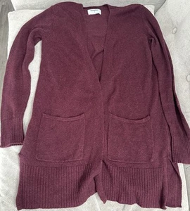 Old Navy Womens Size Medium Burgundy Open Front Cardigan Long Sleeves - Picture 1 of 3