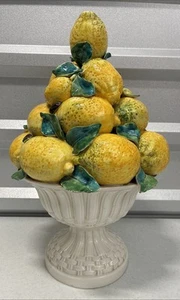 Centrotavola albero topiario limone maiolica italiana vintage ceramica dipinta - Foto 1 di 14