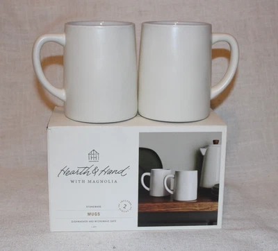 2PK 14oz Stoneware Mug Set Hearth & Hand™ with Magnolia Cream White Brand New